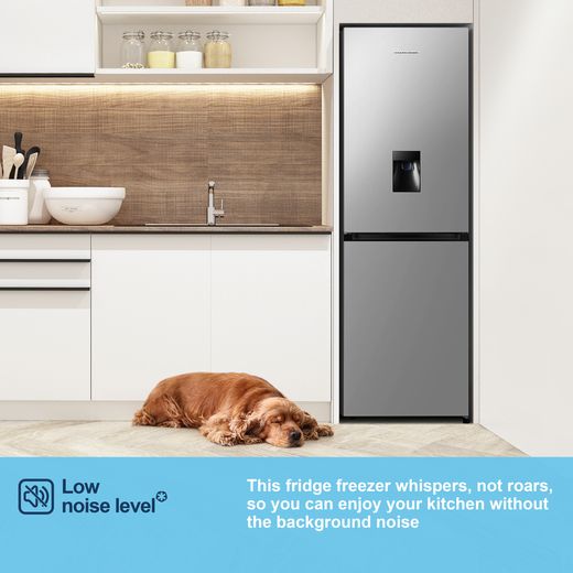 Fridgemaster MC55251DES 182cm 50/50 No Frost Fridge Freezer - Silver - Annotation - Low noise shot