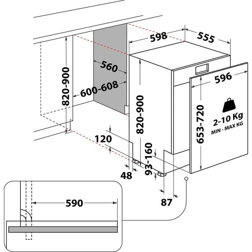 Hotpoint Fully Integrated Standard Dishwasher - Wood - Dimensions