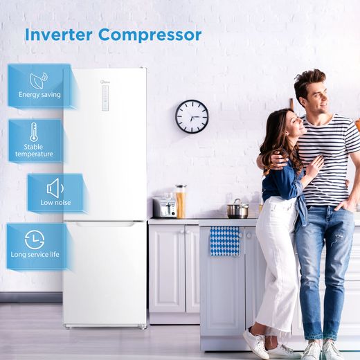 Midea 60/40 Frost Free Fridge Freezer - White - Annotation - Invert compressor