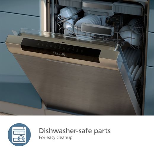 Philips 3000 Series Dual Basket NA351/00 Air Fryer - Black / Silver - Annotation - Dishwashers safe part shot
