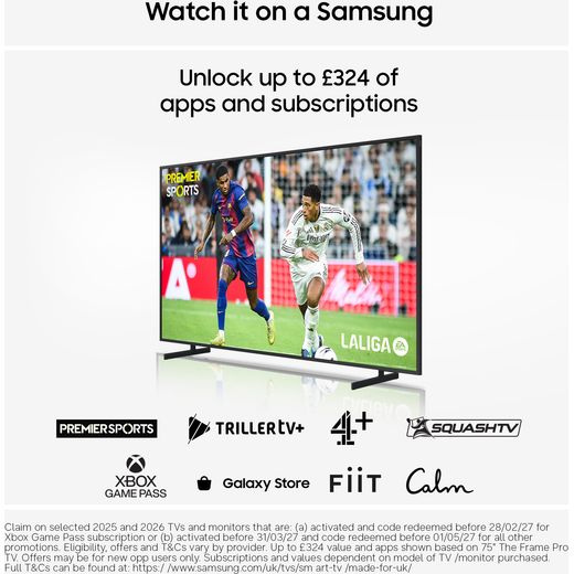 Samsung 55" 4K Ultra HD MiniLED Smart TV - annotation - Apps and subscriptions
