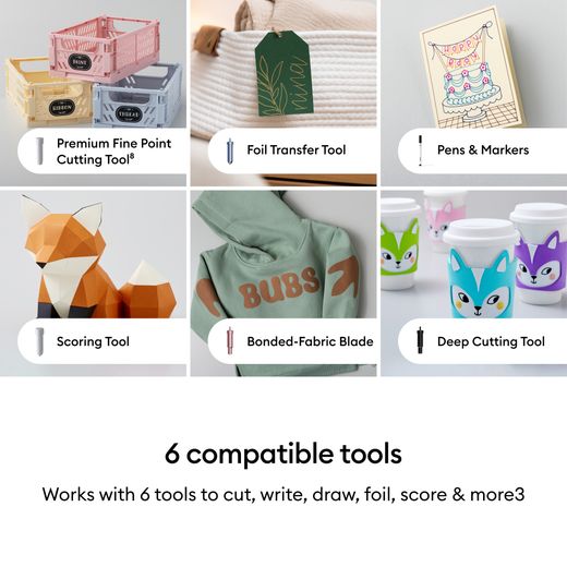 Cricut Explore 5 Smart Cutting Machine - Taupe - Annotation - 6 compatible tools