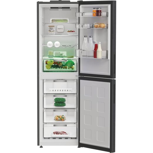 Hotpoint HPKF 6353 XBR4UK 192cm High 50/50 No Frost Fridge Freezer - Dark Inox - Front with door open shot 