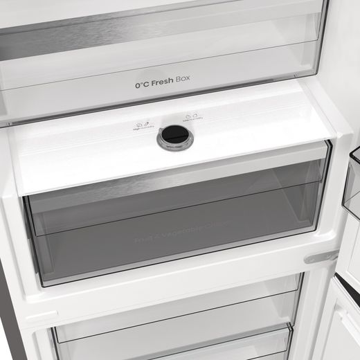 Hisense RB5P410SACCUK 203cm High No Frost Fridge Freezer - Stainless Steel - Close up inside shot 