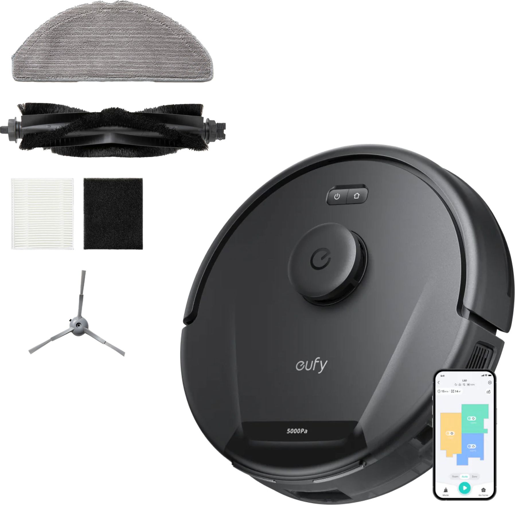Eufy L60 Hybrid Robot Vacuum Cleaner - Black - 5000 Pa Suction - 120 min Runtime