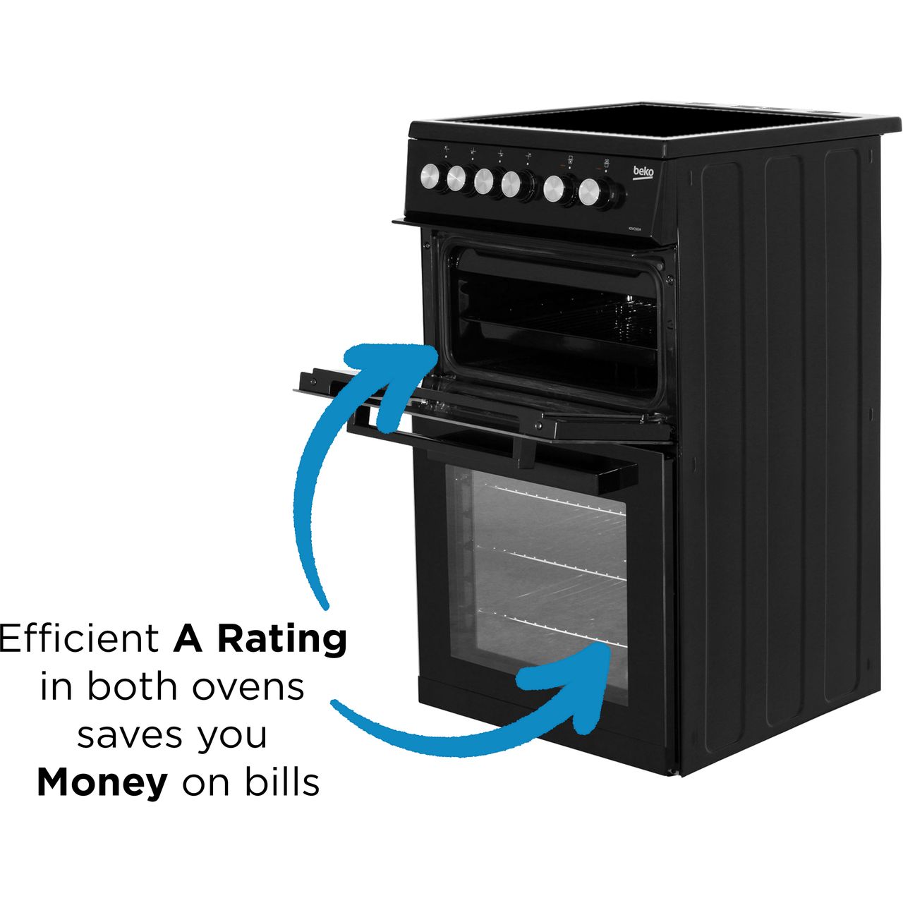 Beko KDVC563AK Free Standing A/A Electric Cooker with Ceramic Hob 50cm
