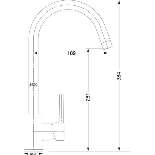 Harlyn Built In Kitchen Tap - Brushed Steel - Annotation - dimension shot