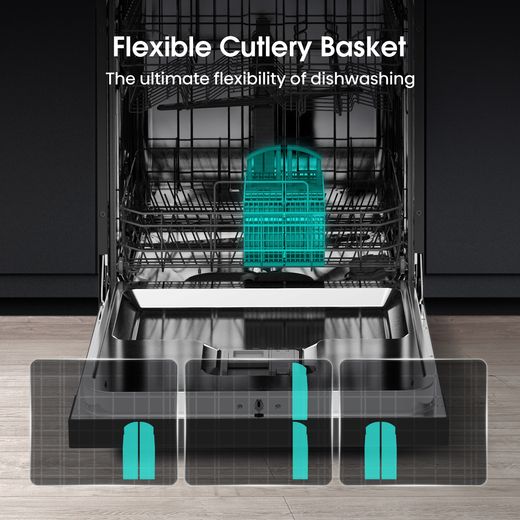 Hisense Standard Dishwasher - White - Annotation - Flexible cutlery basket shot