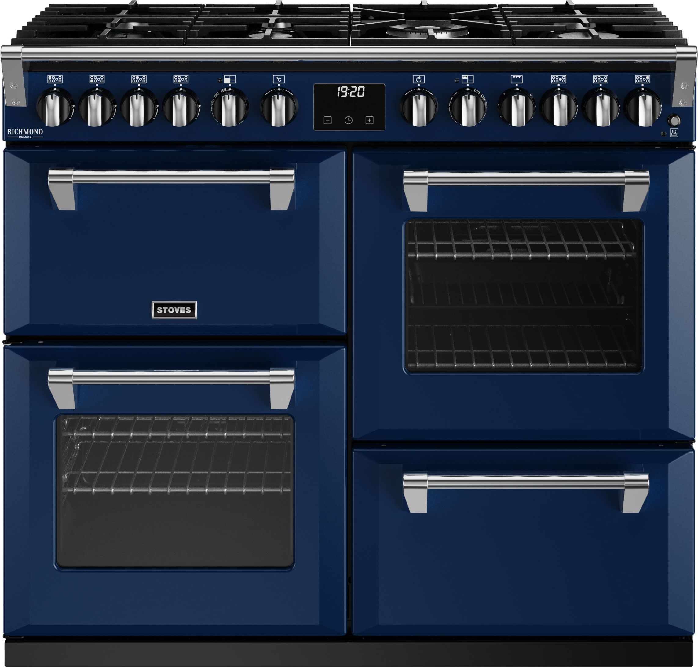 Stoves Richmond Deluxe ST DX RICH D1000DF MBL 100cm Dual Fuel Range Cooker - Midnight Blue - A Rated, Blue