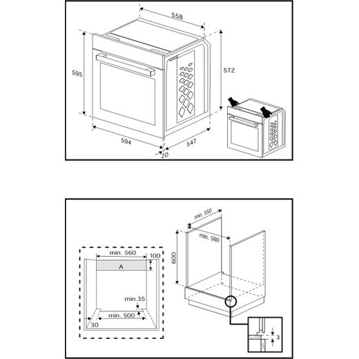 Beko RecycledNet® Built In Electric Single Oven - Stainless Steel - Annotation - Dimension shot