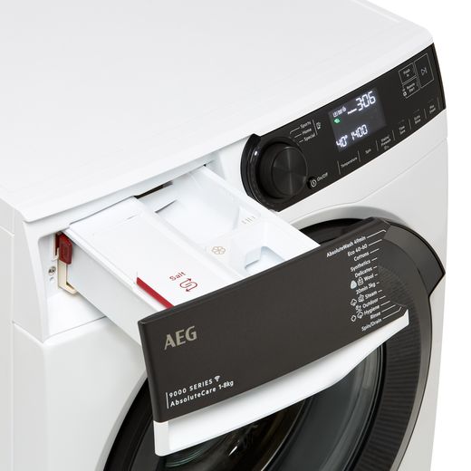 AEG LFR94846WS 8kg Washing Machine with 1400 rpm - White - Detergent drawer open