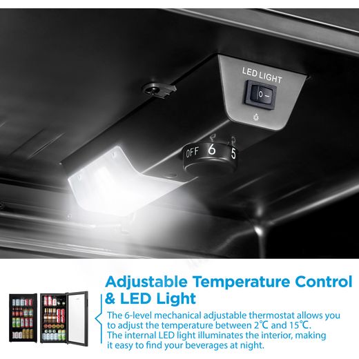 Midea Wine Cooler - Black - annotation - led light shot