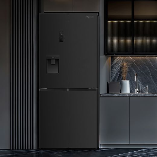 Fridgemaster American Fridge Freezer - Black - Fridge freezer in kitchen