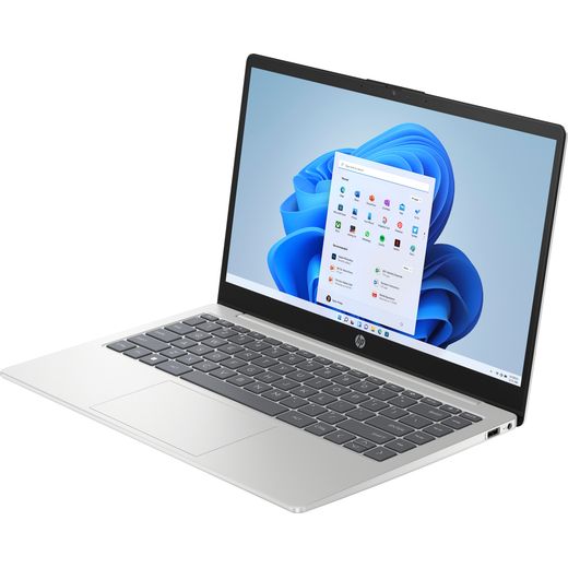 HP 14-ep0023na 14" Laptop - Intel® Core™ i3, 128GB eMMC, 8 GB RAM - Natural Silver - left perpsective shot