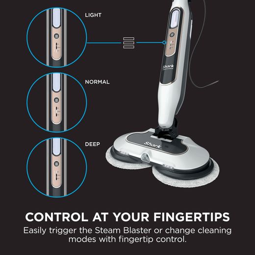 Shark S8201UK Steam Mop with up to 11.5 Minutes Run Time - White / Cloudy Blue - Annotation - Control at your fingertips