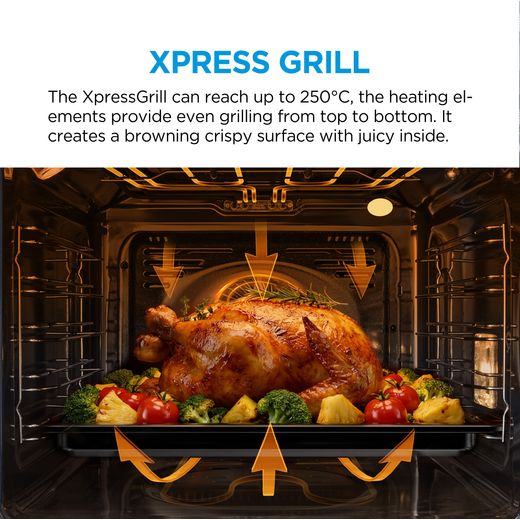 Midea Xpress Fry MBO7NP30E4-BK Wifi Connected Built In Electric Single Oven - Black - Annotation - Xpress Grill