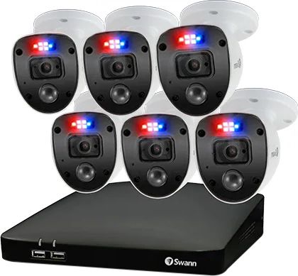 Swann Enforcer 6 Camera 8 Channel DVR Security System Full HD 1080p Smart Home Security Camera - White, White