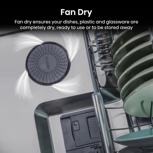 Hisense Integrated Standard Dishwasher - Black - Annotation - Fan dry