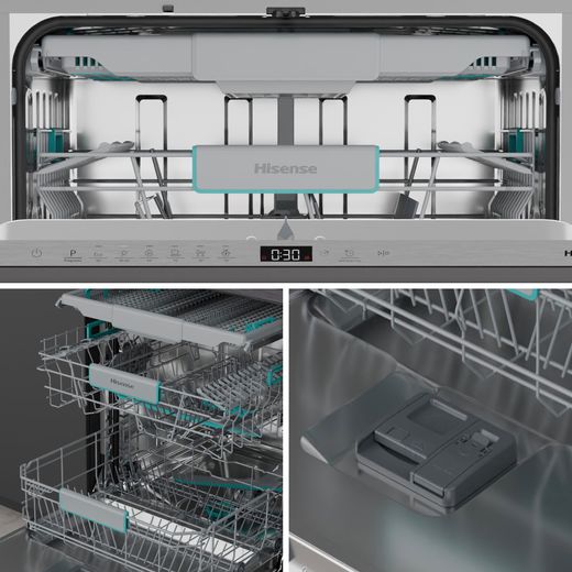 Hisense Fully Integrated Standard Dishwasher - Silver - Close up detail shot