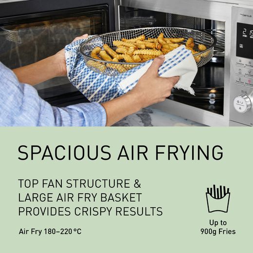 Panasonic 4-in-1 Air Fry NN-CD88QSBPQ 34 Litre 34cm High, Freestanding Combination Microwave Oven - Stainless Steel - annotation - spacious airfrying shot