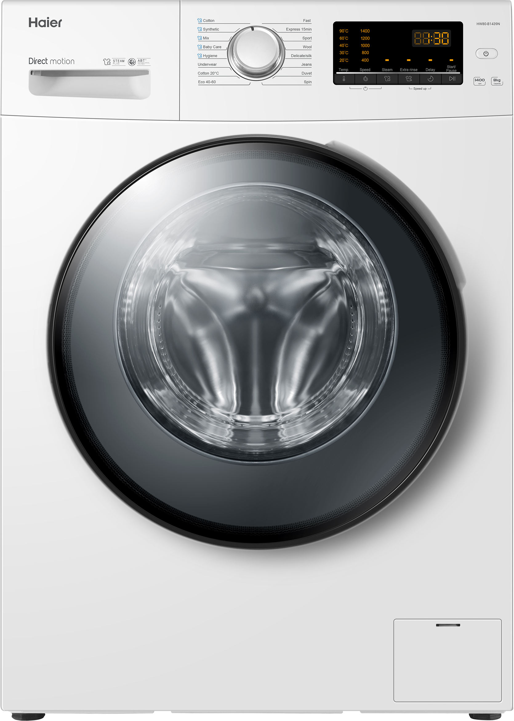 Haier HW80-B1439N 8kg Washing Machine with 1400 rpm - White - A Rated, White