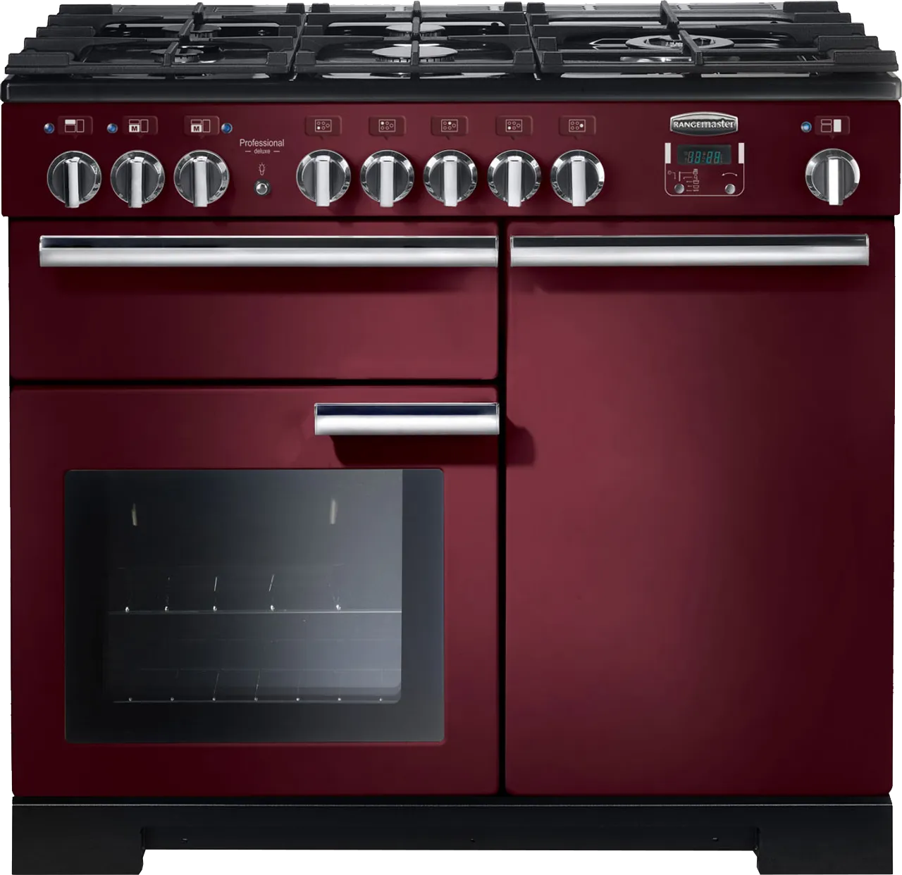 Rangemaster Professional Deluxe PDL100DFFCY/C 100cm Dual Fuel Range Cooker - Cranberry - A/A Rated, Red