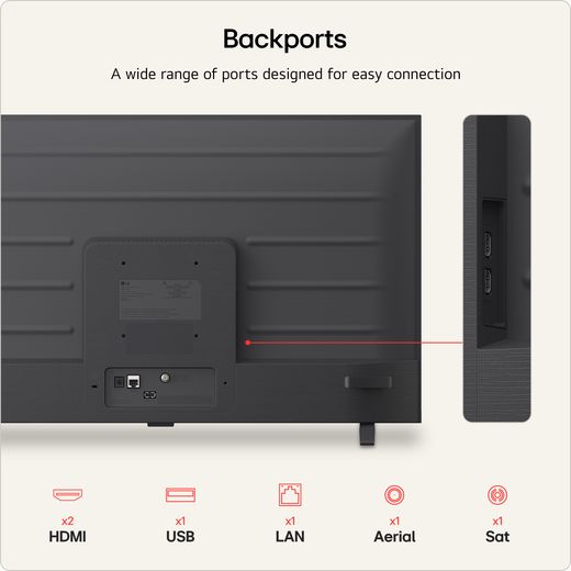 LG LED AI 32" HD Smart TV - Annotation - port shot