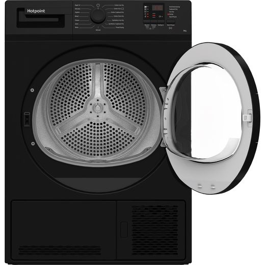 Hotpoint 8Kg Condenser Tumble Dryer - Black - Front with door open shot