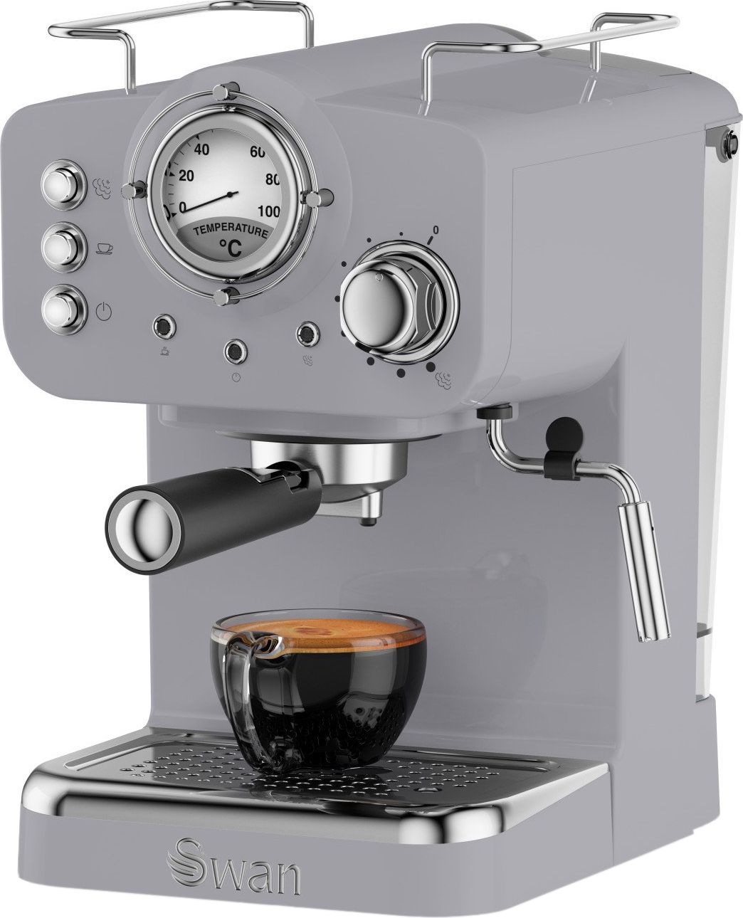 Swan Retro Espresso Machine - Grey - 1.2L - 15 bar