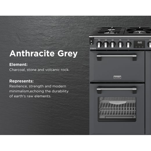 Stoves Richmond DX 90DF 90cm Dual Fuel Range Cooker with Gas Hob - Anthracite - Annotation - feature shot