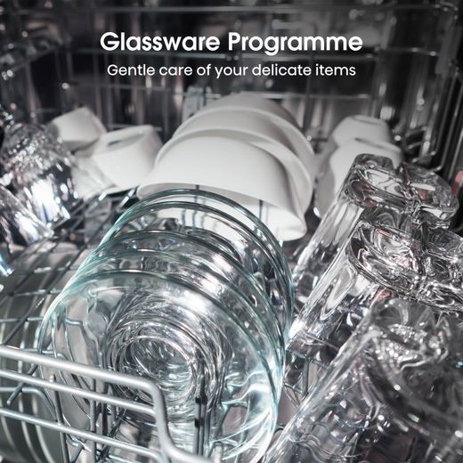 Hisense Fully Integrated Standard Dishwasher - Silver - Annotation - Glassware programme