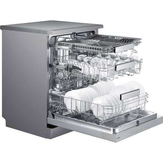 Samsung Series 7 AutoRelease™ Standard Dishwasher - Silver - right perspective door open shot