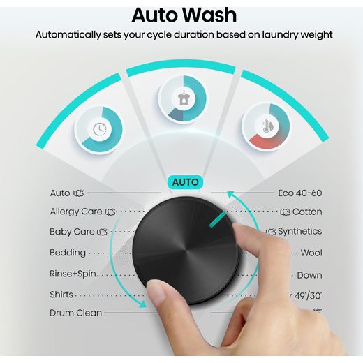 Hisense 1i Series WF1I1142BWL2 11kg Washing Machine with 1400 rpm - White - Annotation - auto wash shot