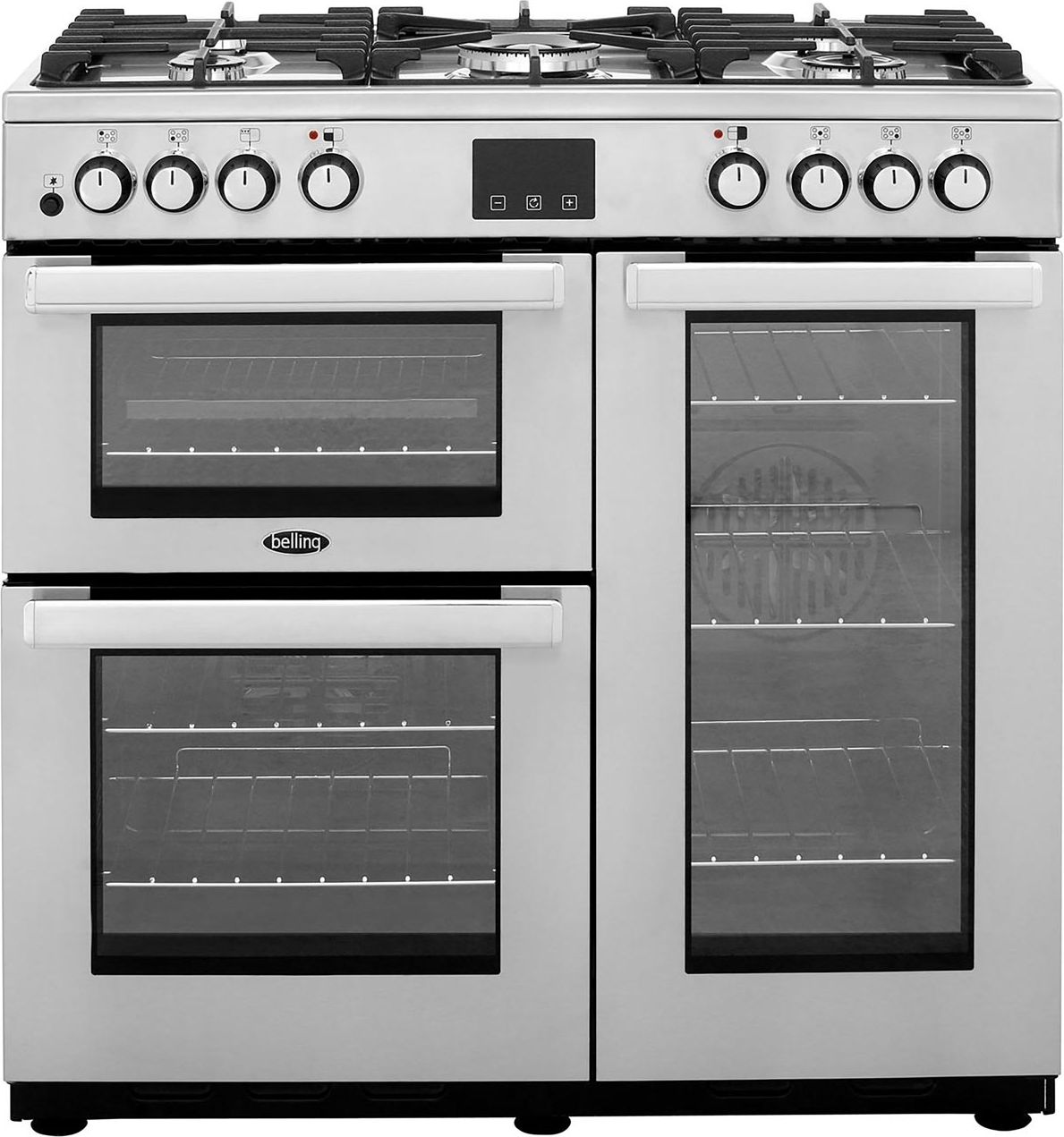 Belling Cookcentre90DFTProf 90cm Dual Fuel Range Cooker - Stainless Steel - A/A Rated, Stainless Steel