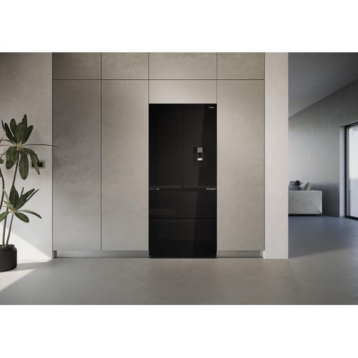 Haier French Series 7 American Fridge Freezer - Obsidian Glass - Fridge freezer in kitchen