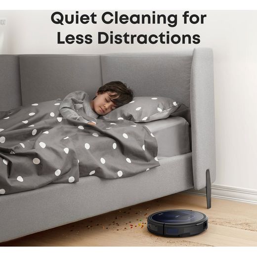 Eufy G50 Hybrid Robotic Vacuum Cleaner - Black - Annotation - quiet cleaning shot