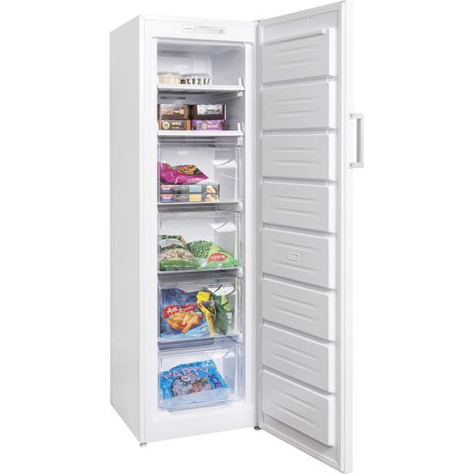 Haden HZ204FF 17cm Upright Freezer - White - Right perpsective with door open shot