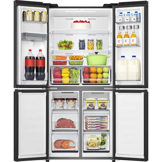 Hisense American Fridge Freezer - Black / Stainless Steel - Doors open