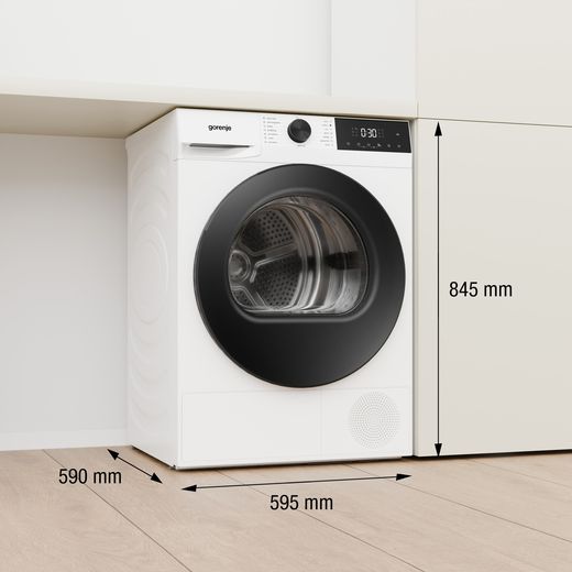 Gorenje G200 Series DG2P9D/UK 9Kg Heat Pump Tumble Dryer - White - Dimensions