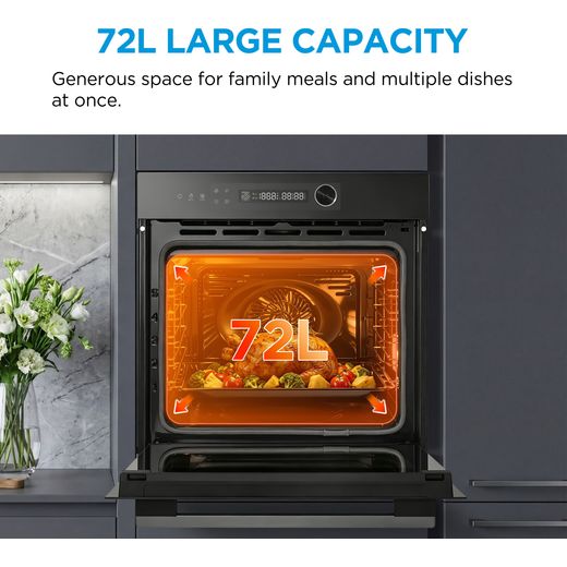 Midea Xpress Fry MBO7NP30E4-BK Wifi Connected Built In Electric Single Oven - Black - Annotation - 72L large capacity