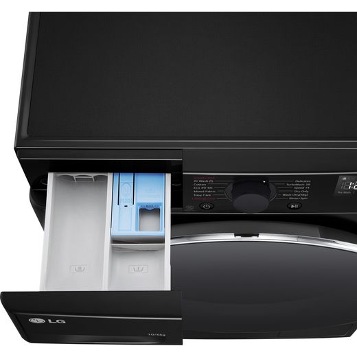 LG Series 4 Pro AI Direct Drive FWY706NCTN1 10Kg / Washer Dryer with 1400 rpm - Onyx Black - Detergent d rawer