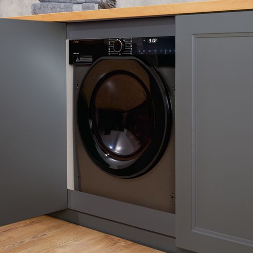 Haier BHA6S69M6DB9RJ80 Integrated 9kg WiFi Connected Washing Machine with 1600 rpm - Graphite / Black - Washing machine in room