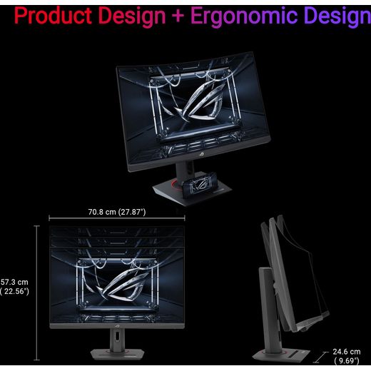 ASUS ROG Strix XG32WCS Quad HD 31.5" Gaming Monitor with AMD FreeSync - Black - Annotation - product detail shot
