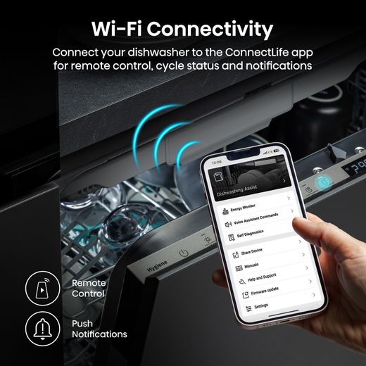 Hisense Fully Integrated Standard Dishwasher - Silver - Annotation - Wi-Fi connectivity
