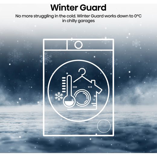 Hisense 3i KitchenFit Series DH3I902UWDC Wifi Connected 9Kg Heat Pump Tumble Dryer - White - Annotation - Winter Guard