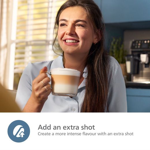 Philips 5400 Series EP5446/70 Bean to Cup Coffee Machine - Black / Silver - Annotation - extra shot