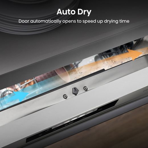 Hisense Standard Dishwasher - Stainless Steel - Annotation - Auto dry shot