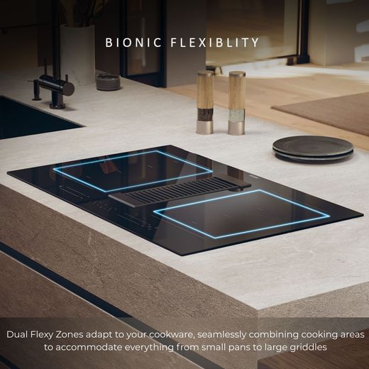 Haier I-Dual Series 6 HAIH82MTMCF 80cm Induction Extractor Hob - Black - For Ducted/Recirculating Ventilation - Annotation - Dual Flexy zones