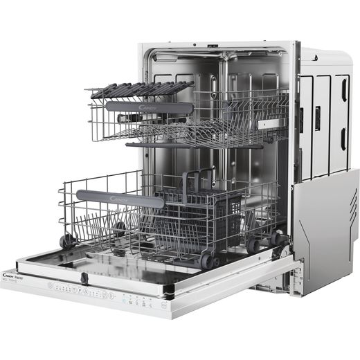 Candy RapidÓ Integrated Standard Dishwasher - Black - Left perspective with door open shot