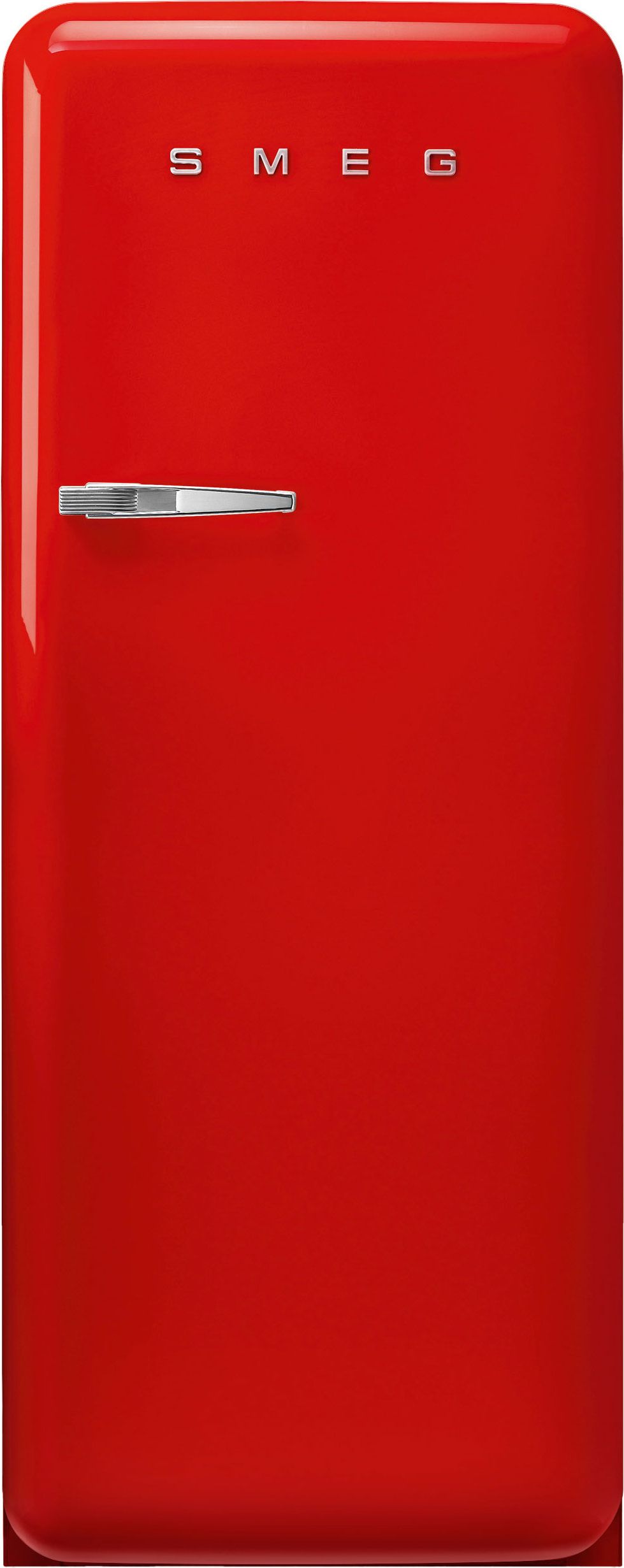 Image of Smeg 50s Style Retro Right Hand Hinge FAB28RRD6UK 153cm Small Fridge with Ice Box - Red - C Rated, Red